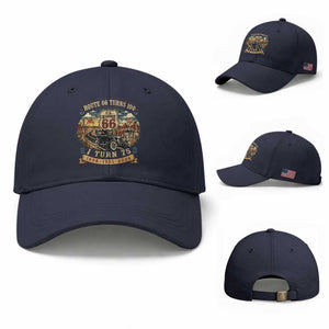 Route Highway 66 Turns 100 I Turn 75 Baseball Cap Vintage 1951 Road Sign Antique Car Lover 75th Birthday Gift