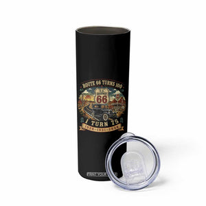 Route Highway 66 Turns 100 I Turn 75 Skinny Tumbler Vintage 1951 Road Sign Antique Car Lover 75th Birthday Gift