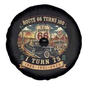 Route Highway 66 Turns 100 I Turn 75 Spare Tire Cover Vintage 1951 Road Sign Antique Car Lover 75th Birthday Gift