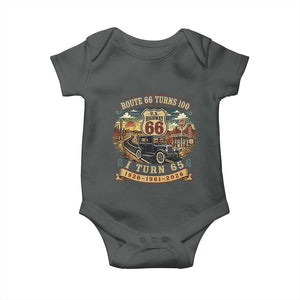 Route Highway 66 Turns 100 I Turn 65 Baby Onesie Vintage 1961 Road Sign Antique Car Lover 65th Birthday Gift