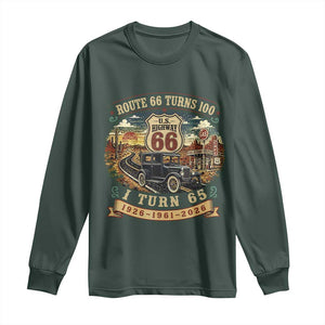 Route Highway 66 Turns 100 I Turn 65 Long Sleeve Shirt Vintage 1961 Road Sign Antique Car Lover 65th Birthday Gift