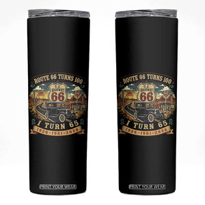 Route Highway 66 Turns 100 I Turn 65 Skinny Tumbler Vintage 1961 Road Sign Antique Car Lover 65th Birthday Gift