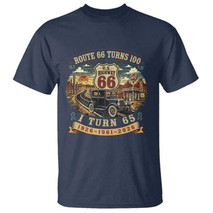 Route Highway 66 Turns 100 I Turn 65 T Shirt Vintage 1961 Road Sign Antique Car Lover 65th Birthday Gift
