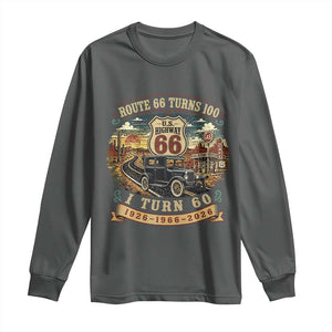 Route Highway 66 Turns 100 I Turn 60 Long Sleeve Shirt Vintage 1966 Road Sign Antique Car Lover 60th Birthday Gift