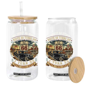 Route Highway 66 Turns 100 I Turn 55 Glass Can Vintage 1971 Road Sign Antique Car Lover 55th Birthday Gift