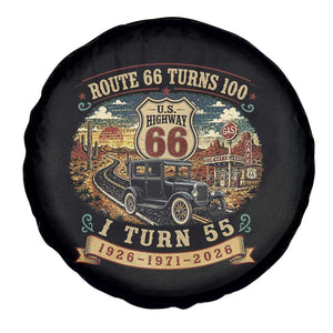 Route Highway 66 Turns 100 I Turn 55 Spare Tire Cover Vintage 1971 Road Sign Antique Car Lover 55th Birthday Gift