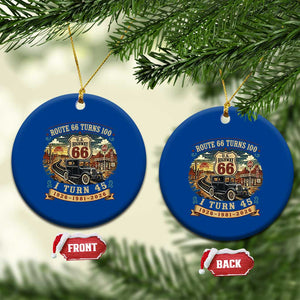 Route Highway 66 Turns 100 I Turn 45 Ceramic Ornament Vintage 1981 Road Sign Antique Car Lover 45th Birthday Gift