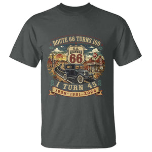 Route Highway 66 Turns 100 I Turn 45 T Shirt Vintage 1981 Road Sign Antique Car Lover 45th Birthday Gift
