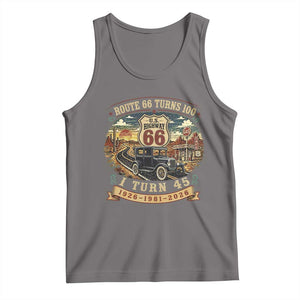 Route Highway 66 Turns 100 I Turn 45 Tank Top Vintage 1981 Road Sign Antique Car Lover 45th Birthday Gift