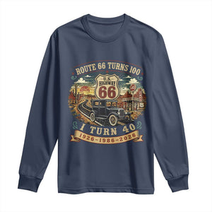 Route Highway 66 Turns 100 I Turn 40 Long Sleeve Shirt Vintage 1986 Road Sign Antique Car Lover 40th Birthday Gift