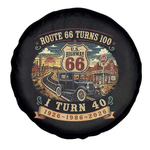 Route Highway 66 Turns 100 I Turn 40 Spare Tire Cover Vintage 1986 Road Sign Antique Car Lover 40th Birthday Gift