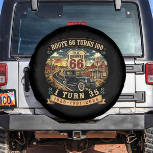 Route Highway 66 Turns 100 I Turn 35 Spare Tire Cover Vintage 1991 Road Sign Antique Car Lover 35th Birthday Gift