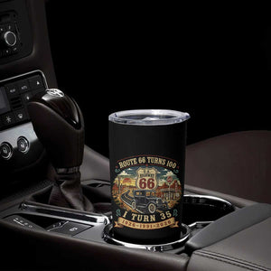 Route Highway 66 Turns 100 I Turn 35 Tumbler Cup Vintage 1991 Road Sign Antique Car Lover 35th Birthday Gift