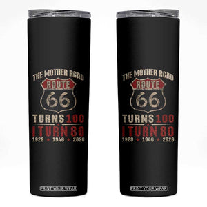 Route Highway 66 Turns 100 I Turn 80 Skinny Tumbler Vintage 1946 Road Sign 80th Birthday Gift