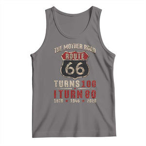 Route Highway 66 Turns 100 I Turn 80 Tank Top Vintage 1946 Road Sign 80th Birthday Gift