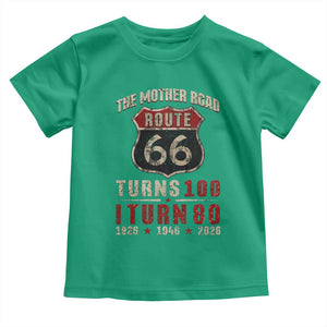 Route Highway 66 Turns 100 I Turn 80 Toddler T Shirt Vintage 1946 Road Sign 80th Birthday Gift