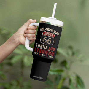 Route Highway 66 Turns 100 I Turn 80 Tumbler With Handle Vintage 1946 Road Sign 80th Birthday Gift
