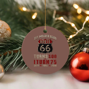 Route Highway 66 Turns 100 I Turn 75 Ceramic Ornament Vintage 1951 Road Sign 75th Birthday Gift