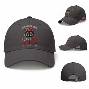 Route Highway 66 Turns 100 I Turn 70 Baseball Cap Vintage 1956 Road Sign 70th Birthday Gift