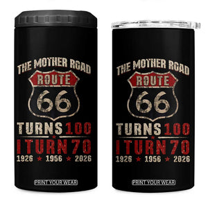 Route Highway 66 Turns 100 I Turn 70 4 in 1 Can Cooler Tumbler Vintage 1956 Road Sign 70th Birthday Gift