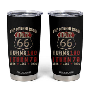 Route Highway 66 Turns 100 I Turn 70 Tumbler Cup Vintage 1956 Road Sign 70th Birthday Gift