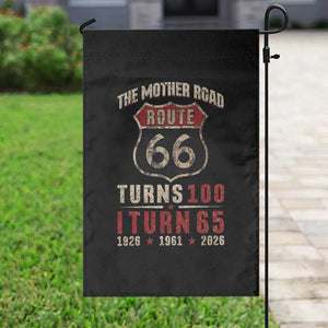 Route Highway 66 Turns 100 I Turn 65 Garden Flag Vintage 1961 Road Sign 65th Birthday Gift