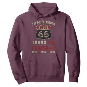 Route Highway 66 Turns 100 I Turn 65 Hoodie Vintage 1961 Road Sign 65th Birthday Gift