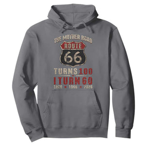 Route Highway 66 Turns 100 I Turn 60 Hoodie Vintage 1966 Road Sign 60th Birthday Gift