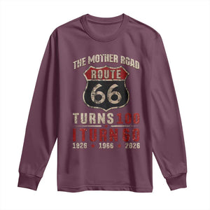 Route Highway 66 Turns 100 I Turn 60 Long Sleeve Shirt Vintage 1966 Road Sign 60th Birthday Gift