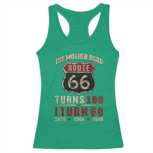 Route Highway 66 Turns 100 I Turn 60 Racerback Tank Top Vintage 1966 Road Sign 60th Birthday Gift