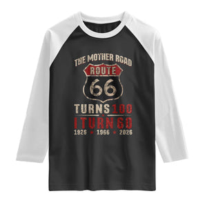 Route Highway 66 Turns 100 I Turn 60 Raglan Shirt Vintage 1966 Road Sign 60th Birthday Gift
