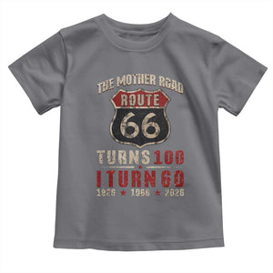 Route Highway 66 Turns 100 I Turn 60 Toddler T Shirt Vintage 1966 Road Sign 60th Birthday Gift
