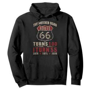 Route Highway 66 Turns 100 I Turn 55 Hoodie Vintage 1971 Road Sign 55th Birthday Gift