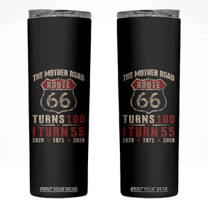 Route Highway 66 Turns 100 I Turn 55 Skinny Tumbler Vintage 1971 Road Sign 55th Birthday Gift