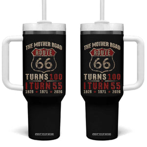 Route Highway 66 Turns 100 I Turn 55 Tumbler With Handle Vintage 1971 Road Sign 55th Birthday Gift