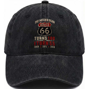Route Highway 66 Turns 100 I Turn 55 Washed Cotton Baseball Cap Vintage 1971 Road Sign 55th Birthday Gift