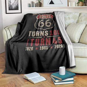 Route Highway 66 Turns 100 I Turn 45 Throw Blanket Vintage 1981 Road Sign 45th Birthday Gift