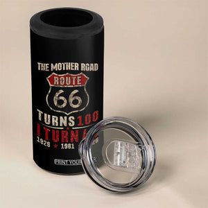 Route Highway 66 Turns 100 I Turn 45 4 in 1 Can Cooler Tumbler Vintage 1981 Road Sign 45th Birthday Gift