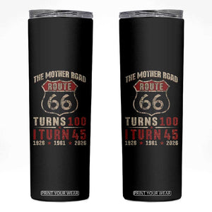 Route Highway 66 Turns 100 I Turn 45 Skinny Tumbler Vintage 1981 Road Sign 45th Birthday Gift