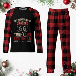 Route Highway 66 Turns 100 I Turn 35 Plaid Pajama Set Vintage 1991 Road Sign 35th Birthday Gift