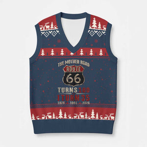 Route Highway 66 Turns 100 I Turn 35 V-Neck Knit Sweater Vest Vintage 1991 Road Sign 35th Birthday Gift