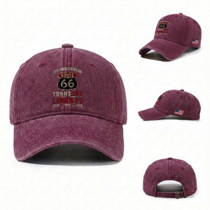 Route Highway 66 Turns 100 I Turn 35 Washed Cotton Baseball Cap Vintage 1991 Road Sign 35th Birthday Gift
