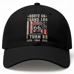 Route Highway 66 Turns 100 I Turn 80 Baseball Cap Vintage 1946 Born American Road Sign 80th Birthday Gift