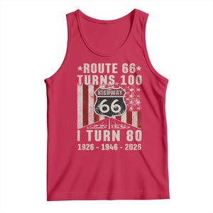 Route Highway 66 Turns 100 I Turn 80 Tank Top Vintage 1946 Born American Road Sign 80th Birthday Gift