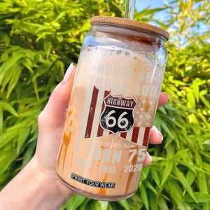 Route Highway 66 Turns 100 I Turn 75 Glass Can Vintage 1951 Born American Road Sign 75th Birthday Gift