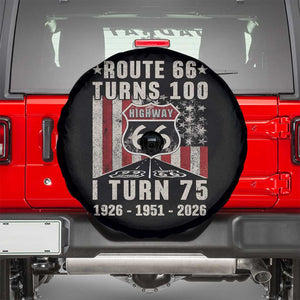 Route Highway 66 Turns 100 I Turn 75 Spare Tire Cover Vintage 1951 Born American Road Sign 75th Birthday Gift