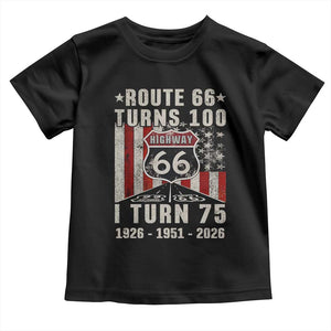 Route Highway 66 Turns 100 I Turn 75 Toddler T Shirt Vintage 1951 Born American Road Sign 75th Birthday Gift
