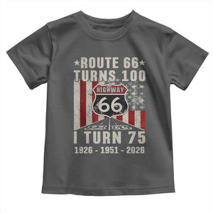Route Highway 66 Turns 100 I Turn 75 Toddler T Shirt Vintage 1951 Born American Road Sign 75th Birthday Gift