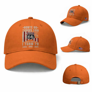 Route Highway 66 Turns 100 I Turn 70 Baseball Cap Vintage 1956 Born American Road Sign 70th Birthday Gift
