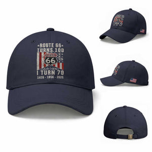 Route Highway 66 Turns 100 I Turn 70 Baseball Cap Vintage 1956 Born American Road Sign 70th Birthday Gift